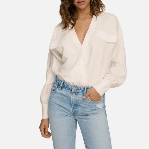 Good American Women's Utility Wrap Bodysuit Top Ivory Color Size 3 (Large) NWT - Picture 1 of 11